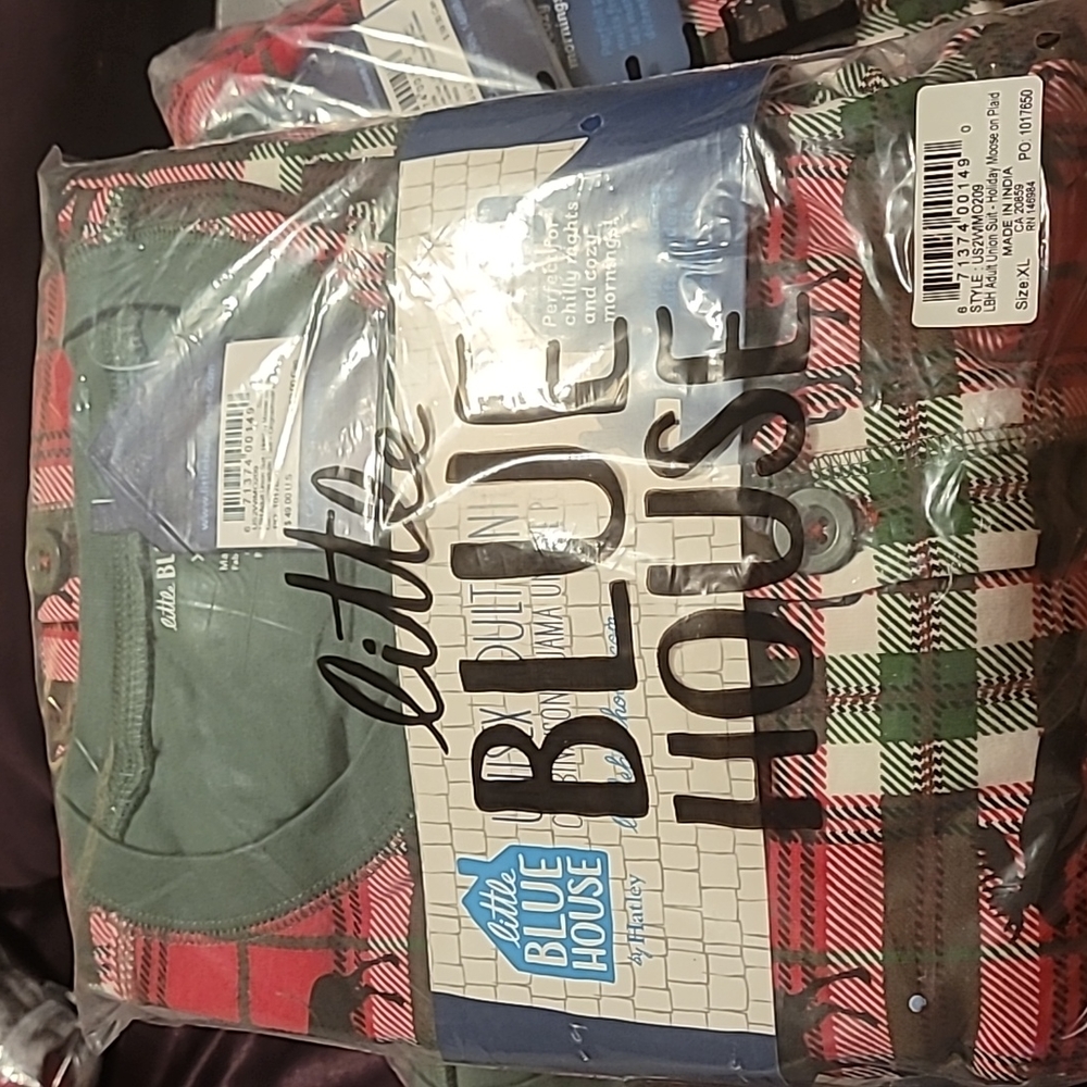 🎄🎄HOLIDAY MOOSE ON PLAID ADULT UNION SUIT🎄🎄 - Picture 10 of 12